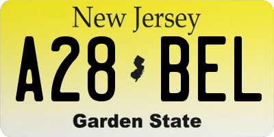NJ license plate A28BEL