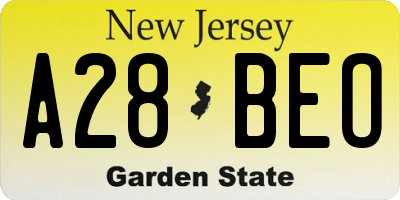 NJ license plate A28BEO