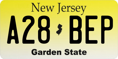 NJ license plate A28BEP