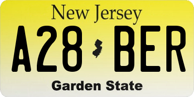 NJ license plate A28BER