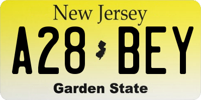 NJ license plate A28BEY