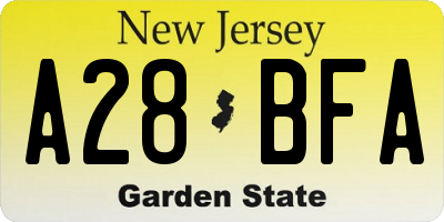 NJ license plate A28BFA