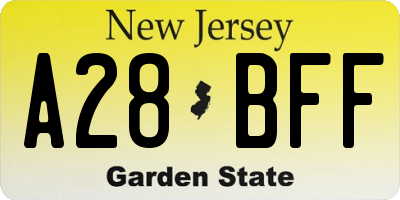 NJ license plate A28BFF