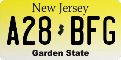 NJ license plate A28BFG