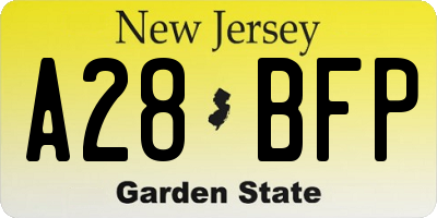 NJ license plate A28BFP