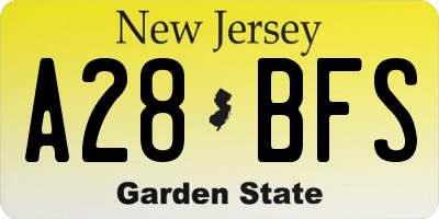 NJ license plate A28BFS