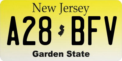 NJ license plate A28BFV