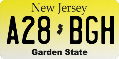 NJ license plate A28BGH