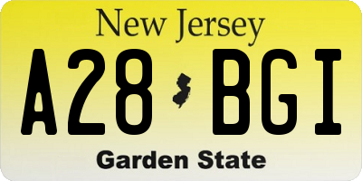 NJ license plate A28BGI