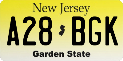 NJ license plate A28BGK