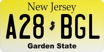 NJ license plate A28BGL
