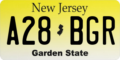 NJ license plate A28BGR