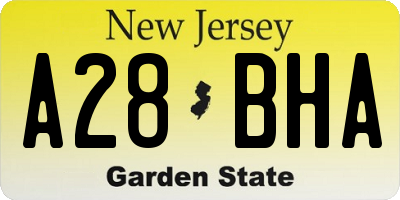 NJ license plate A28BHA