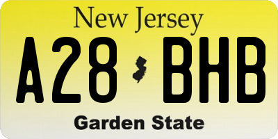 NJ license plate A28BHB