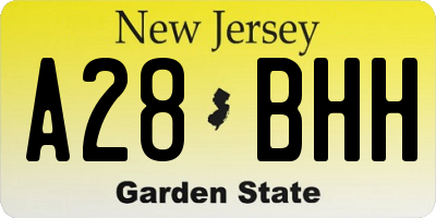 NJ license plate A28BHH