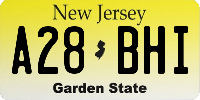 NJ license plate A28BHI