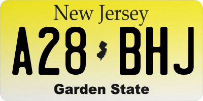 NJ license plate A28BHJ