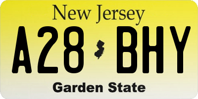 NJ license plate A28BHY