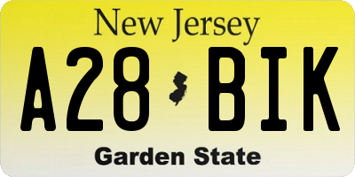 NJ license plate A28BIK