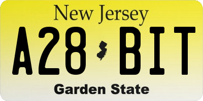 NJ license plate A28BIT