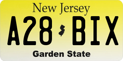 NJ license plate A28BIX