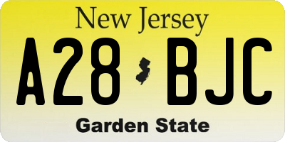 NJ license plate A28BJC