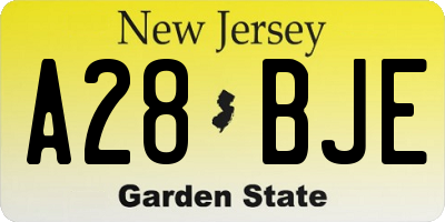 NJ license plate A28BJE