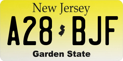 NJ license plate A28BJF