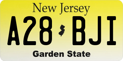 NJ license plate A28BJI