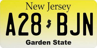 NJ license plate A28BJN