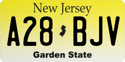 NJ license plate A28BJV