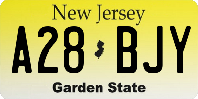 NJ license plate A28BJY