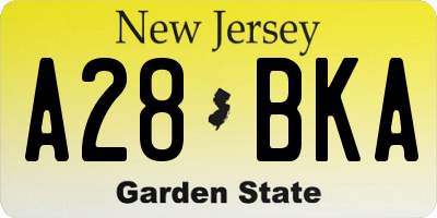 NJ license plate A28BKA