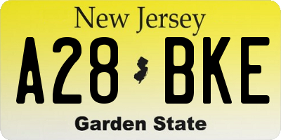NJ license plate A28BKE
