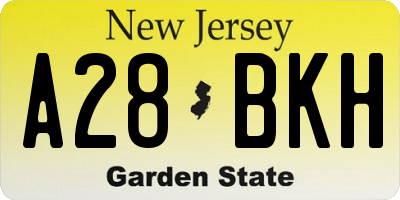 NJ license plate A28BKH