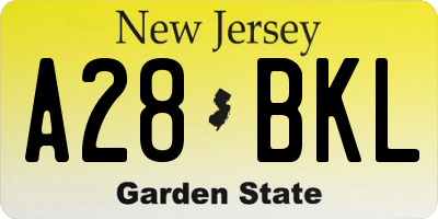 NJ license plate A28BKL