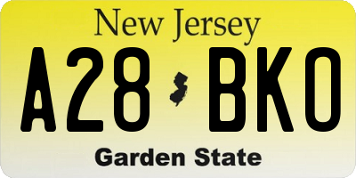 NJ license plate A28BKO