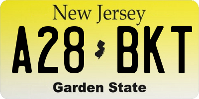 NJ license plate A28BKT