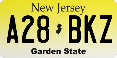 NJ license plate A28BKZ