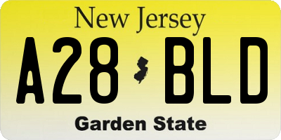 NJ license plate A28BLD