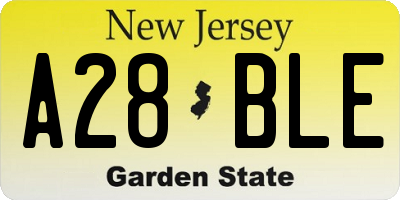 NJ license plate A28BLE