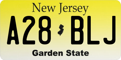 NJ license plate A28BLJ