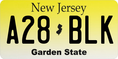 NJ license plate A28BLK