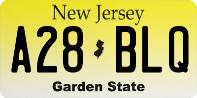 NJ license plate A28BLQ