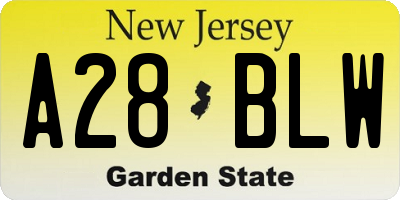 NJ license plate A28BLW
