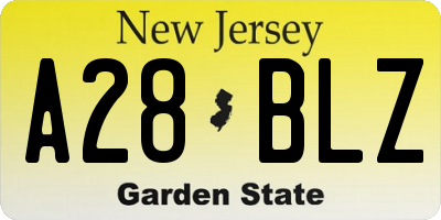 NJ license plate A28BLZ