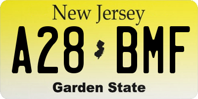 NJ license plate A28BMF