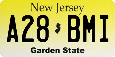 NJ license plate A28BMI