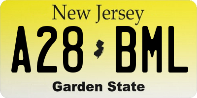 NJ license plate A28BML