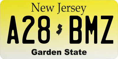 NJ license plate A28BMZ